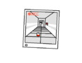 A recording of a hallway, with a can visible in the middle.
