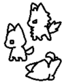 Pup’s various sprites (top: angry; middle: usual; middle: slip)